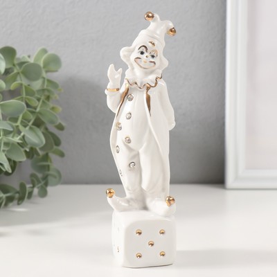 Фигурка керамика «Клоун на игральном кубике», белый с золотом, стразы, 4.5×4.5×18 см