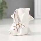 Фигурка керамика подставка д/зубочисток «Белая рыбка», с золотом, 5.2×4×5.5 см - Фото 1