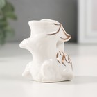 Фигурка керамика подставка д/зубочисток «Белая рыбка», с золотом, 5.2×4×5.5 см - Фото 3