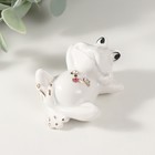 Фигурка керамика «Лягуха на отдыхе», белый с золотом, стразы, 4.5×4×6.2 см - Фото 1