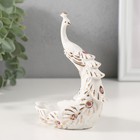 Фигурка-подставка для мелочей керамика «Пава белая», с золотом, стразы - Фото 2