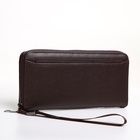 Портмоне-клатч мужской на молнии, с картхолдером, коричневое - Фото 7