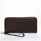 Портмоне-клатч мужской на молнии, с картхолдером, коричневое - Фото 5