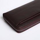 Портмоне-клатч мужской на молнии, с картхолдером, коричневое - Фото 4