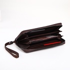 Портмоне-клатч мужской на молнии, с картхолдером, коричневое - Фото 2