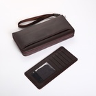 Портмоне-клатч мужской на молнии, с картхолдером, коричневое - Фото 3