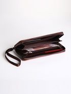 Портмоне-клатч мужской на молнии, с картхолдером, рыжее - Фото 2