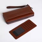 Портмоне-клатч мужской на молнии, с картхолдером, рыжее - Фото 3
