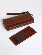 Портмоне-клатч мужской на молнии, с картхолдером, рыжее - Фото 3