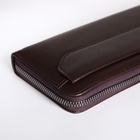Портмоне-клатч мужской на молнии, с ручкой, коричневое - Фото 4