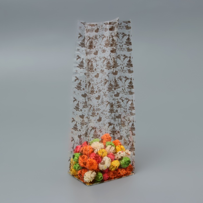 Пакет подарочный новогодний с жёстким дном, прозрачный, 6×8×23 см - Фото 1