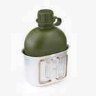 Фляжка армейская походная Adventure, 1 л, для воды, с котелком, пластик, зелёная, чехла, мох - Фото 7