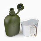 Фляжка армейская походная Adventure, 1 л, для воды, с котелком, пластик, зелёная, чехла, мох - Фото 8
