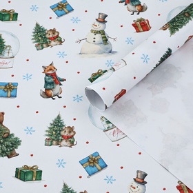 Упаковочная бумага на новый год крафтовая «Новогоднее настроение», 70?100 см (комплект 10 шт)