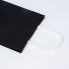 Пакет подарочный бумажный с глиттером чёрный, 15×8×21 см - Фото 3