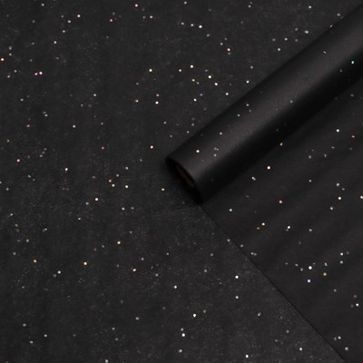 Бумага упаковочная тишью, «Конфетти», чёрная, 50 см × 10 м