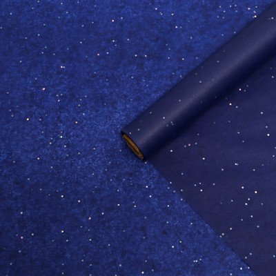 Бумага упаковочная тишью, «Конфетти», синяя, 50 см × 10 м