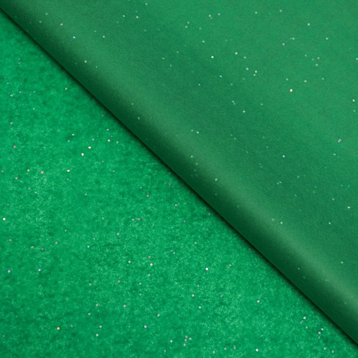 Бумага упаковочная тишью, «Конфетти», тёмно-зелёный, 50 см × 10 м