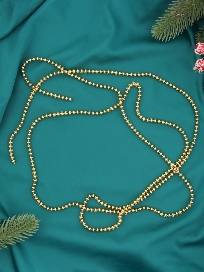 

Бусы на ёлку 2 м d-4 мм "Бусинки" золото