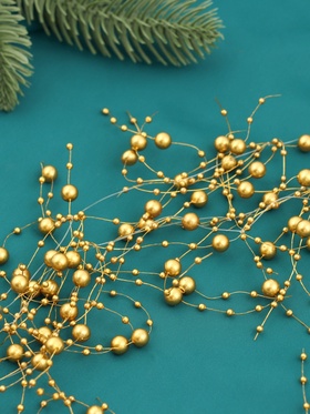 Бусы на ёлку «Паутинка», длина 2 м, d=5 мм, золотистые