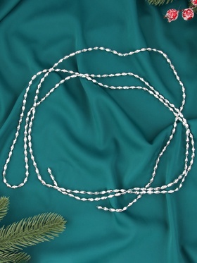 Бусы на ёлку 2 м d=3 мм «Овалы грани» серебро 10480527