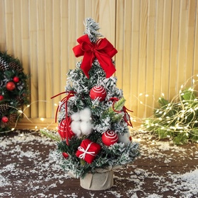 Искусственная ёлка настольная «Сюрприз в мешочке» 41×22 см, красный