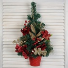 Искусственная ёлка настенная «Зимнее волшебство. Цветочная», 50×27 см, ПВХ ветки отгибаются - Фото 2