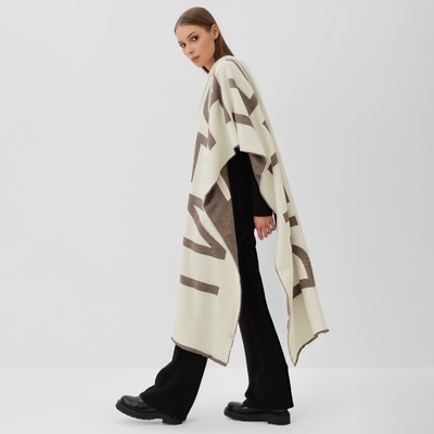 Шарф женский двусторонний MIST, коричневый, размер 47×226 см