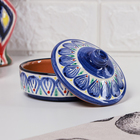 Сахарница узбекская Риштанская Керамика «Цветы», 250 мл, синяя - Фото 2