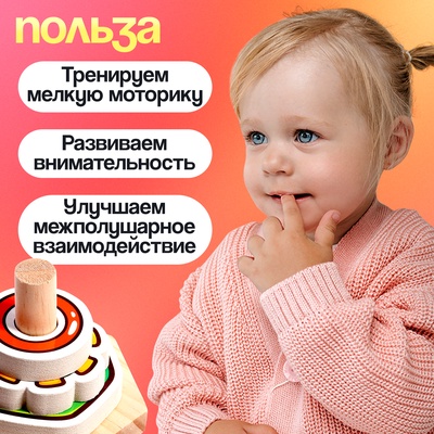 Развивающий набор IQ-ZABIAKA «Собери колечки», 3+