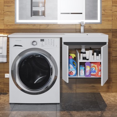 Тумба подвесная Uperwood, под стиральную машину Uperwood Magenta 50, с дверцами, цвет белая/графит