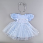 Карнавальный костюм «Снежинка»: ободок, платье голубое, рост 98-104 см - Фото 2