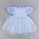 Карнавальный костюм «Снежинка»: ободок, платье голубое, рост 104 см - Фото 3