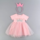 Карнавальный набор «Стильная принцесса», ободок, платье с короной, рост 98 см, розовый - Фото 2