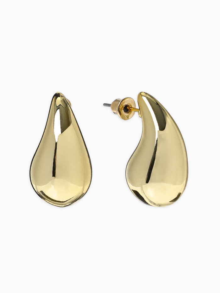 Серьги пластик «Капля», изогнутая мини, цвет золото