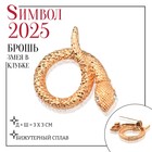 Новый год! Символ года 2025! Брошь «Змея» в клубке, цвет жёлтый в золоте - фото 322083126