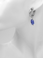 Серьги со съёмным элементом «Трансформер» цветок, цвет бело-синий в серебре - фото 68145960