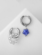 Серьги со съёмным элементом «Трансформер» цветок, цвет бело-синий в серебре - фото 68145961