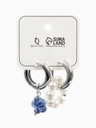 Серьги со съёмным элементом «Трансформер» цветок, цвет бело-синий в серебре - фото 68145962