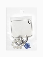 Серьги со съёмным элементом «Трансформер» цветок, цвет бело-синий в серебре - фото 68145963