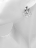 Серьги со съёмным элементом «Трансформер» цветок, цвет бело-синий в серебре - фото 68145959