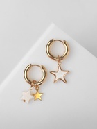 Серьги со съёмным элементом «Трансформер» звёзды, белые в золоте - Фото 1