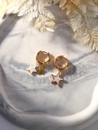 Серьги со съёмным элементом «Трансформер» звёзды, белые в золоте - Фото 4