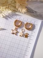 Серьги со съёмным элементом «Трансформер» звёзды, белые в золоте - Фото 5