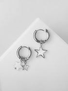 Серьги со съёмным элементом «Трансформер» звёзды, белые в серебре - Фото 6