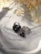 Серьги со съёмным элементом «Трансформер» клевер-сердце, цвет чёрный в серебре - Фото 2