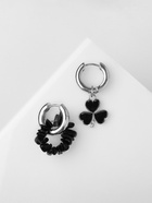 Серьги со съёмным элементом «Трансформер» клевер-сердце, цвет чёрный в серебре - Фото 5