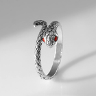 Кольцо «Змея» завиток, цвет красный в серебре, безразмерное - Фото 1