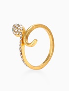 Кольцо «Змея» миниатюрная, бело-зелёное в золоте, безразмерное - Фото 3