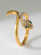 Кольцо «Змея» миниатюрная, бело-зелёное в золоте, безразмерное - Фото 4